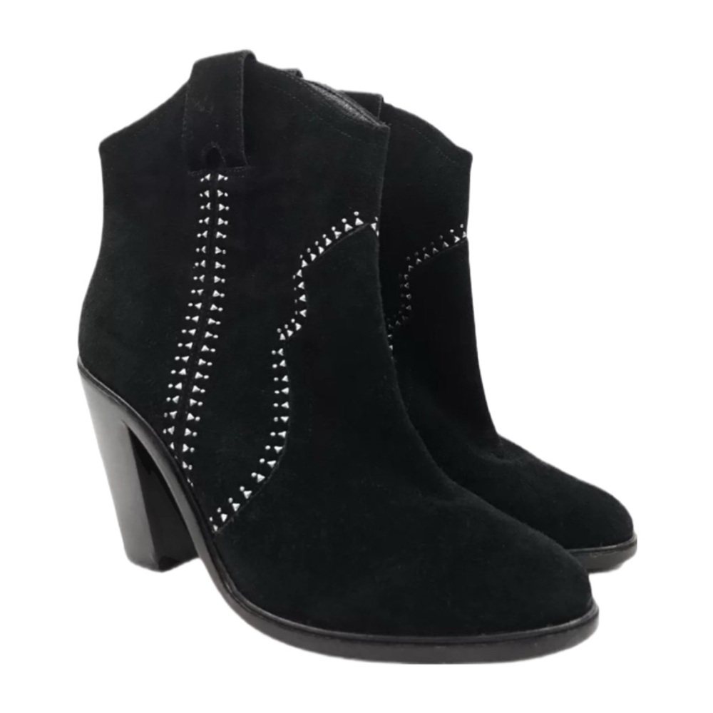 JOIE Monte Black Suede Studded Ankle Boots US 7 EU 38 Heeled Ankle Boots - Picture 4 of 13